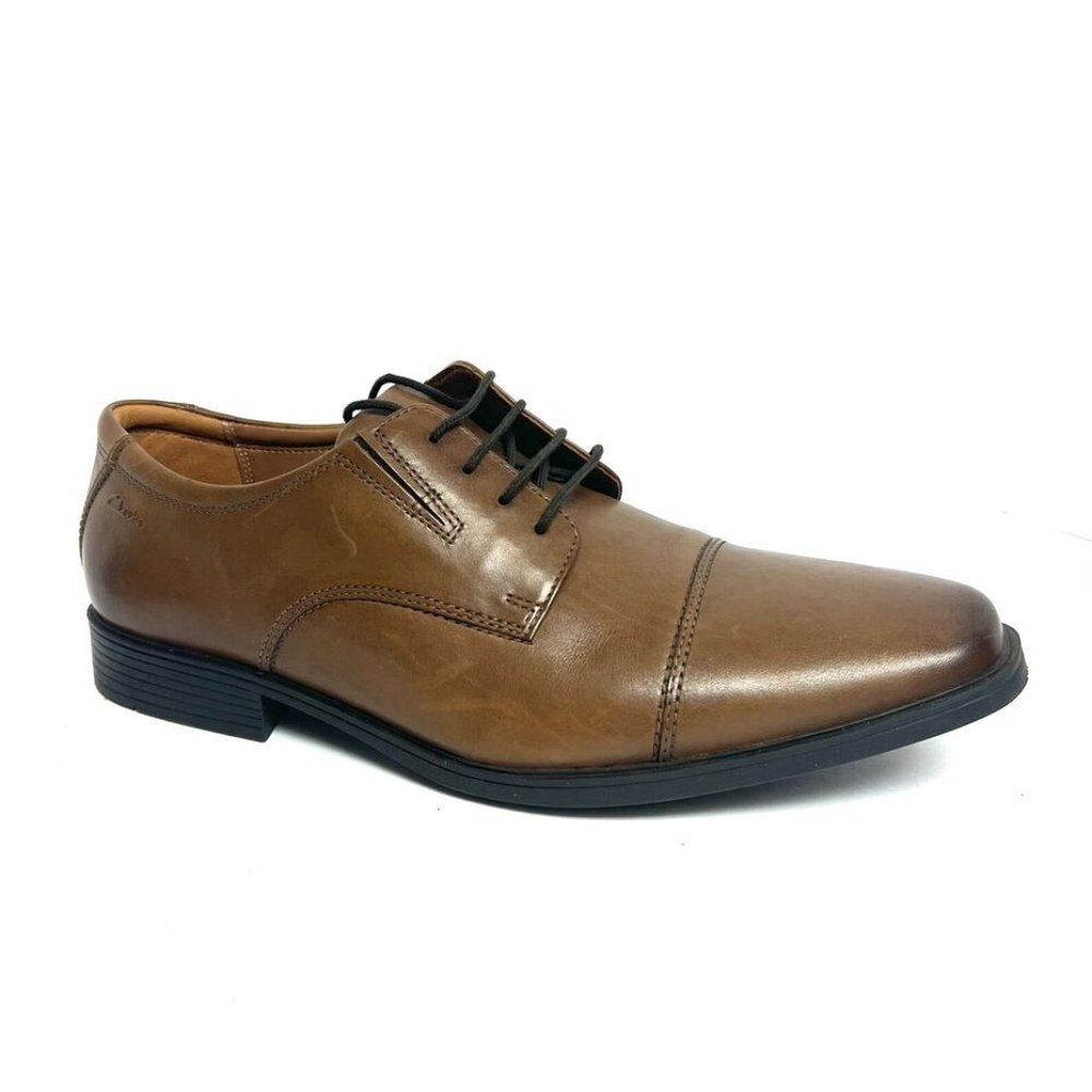 Clarks Mens Tilden Cap Oxford Brown Leather Size 12Wide